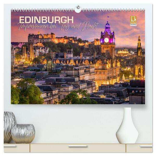 EDINBURGH Impressionen bei Tag und Nacht (hochwertiger Premium Wandkalender 2026 DIN A2 quer) Kunstdruck in Hochglanz