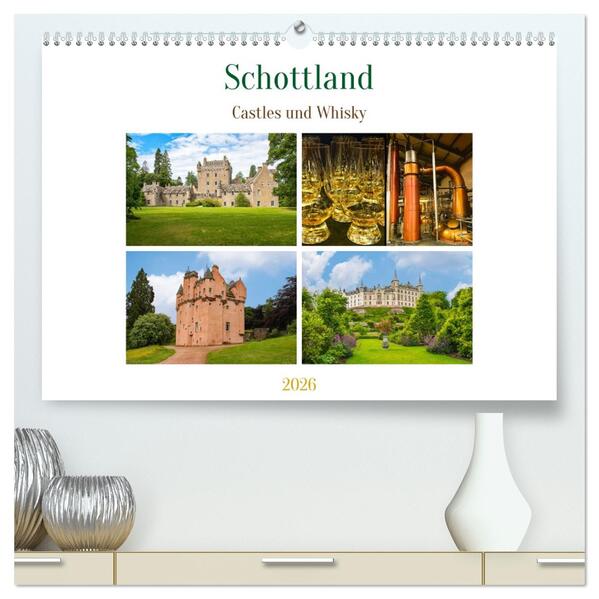 Schottland - Castles und Whisky (hochwertiger Premium Wandkalender 2026 DIN A2 quer) Kunstdruck in Hochglanz