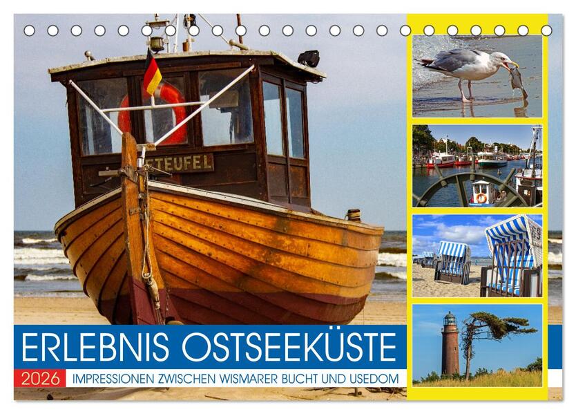 Erlebnis Ostseeküste - zwischen Wismarer Bucht und Usedom (Tischkalender 2026 DIN A5 quer) CALVENDO Monatskalender