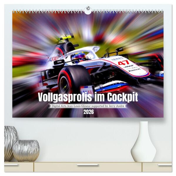 Vollgasprofis im Cockpit (hochwertiger Premium Wandkalender 2026 DIN A2 quer) Kunstdruck in Hochglanz