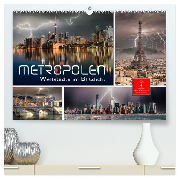 Metropolen - Weltstädte im Blitzlicht (hochwertiger Premium Wandkalender 2026 DIN A2 quer) Kunstdruck in Hochglanz