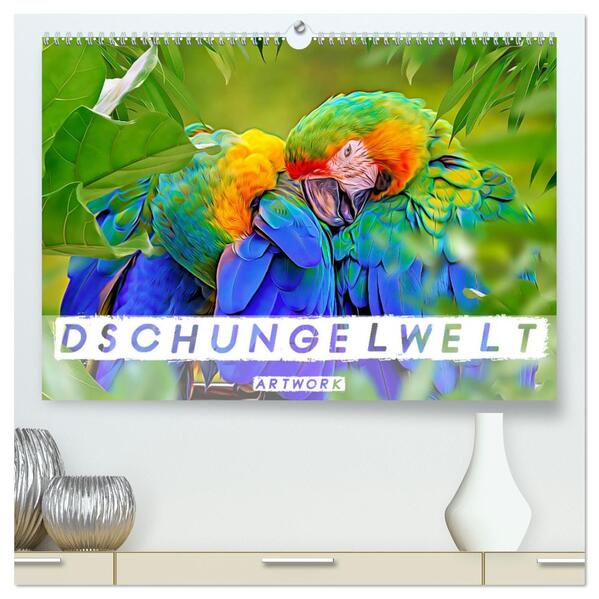 Dschungelwelt - Artwork (hochwertiger Premium Wandkalender 2026 DIN A2 quer) Kunstdruck in Hochglanz