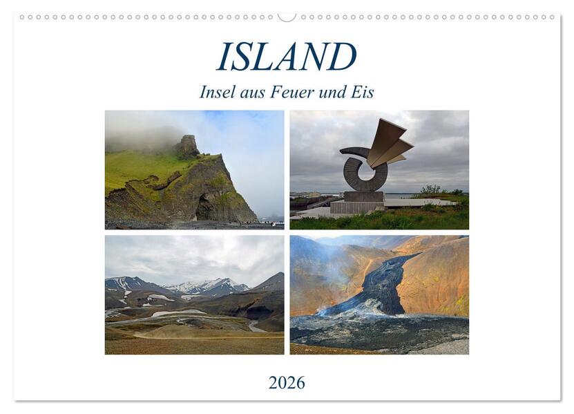 ISLAND Insel aus Feuer und Eis (Wandkalender 2026 DIN A2 quer) CALVENDO Monatskalender