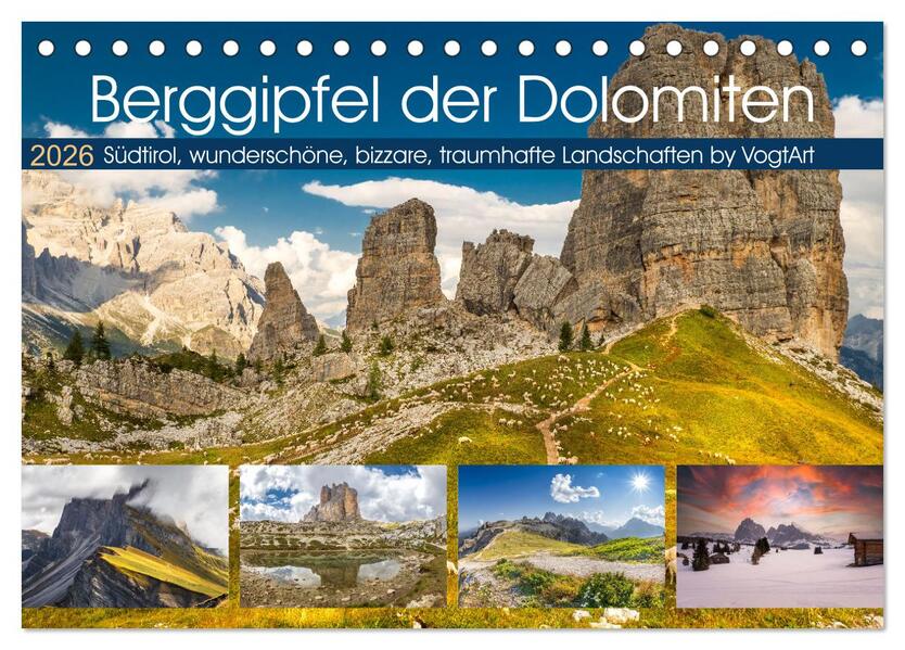 Berggipfel der Dolomiten (Tischkalender 2026 DIN A5 quer) CALVENDO Monatskalender