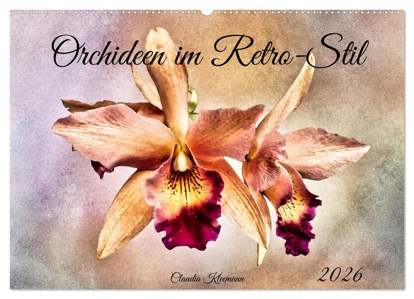 Orchideen im Retro-Stil (Wandkalender 2026 DIN A2 quer) CALVENDO Monatskalender