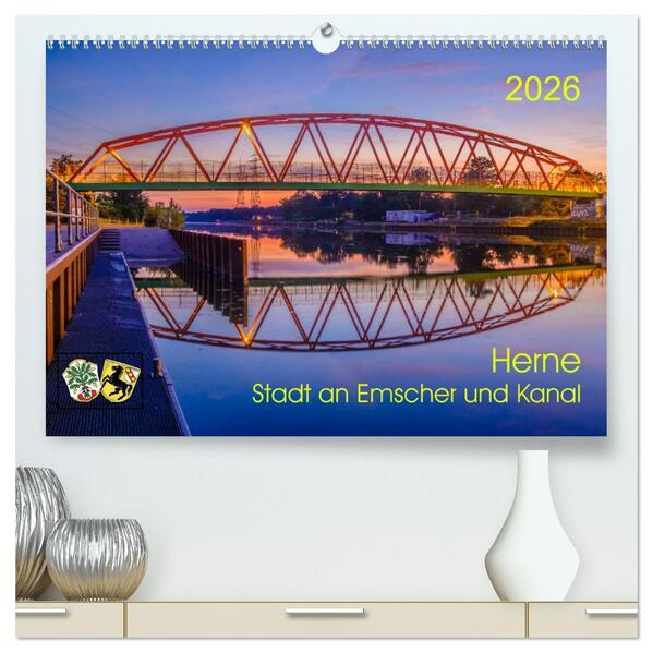 Herne: Stadt an Emscher und Kanal (hochwertiger Premium Wandkalender 2026 DIN A2 quer) Kunstdruck in Hochglanz