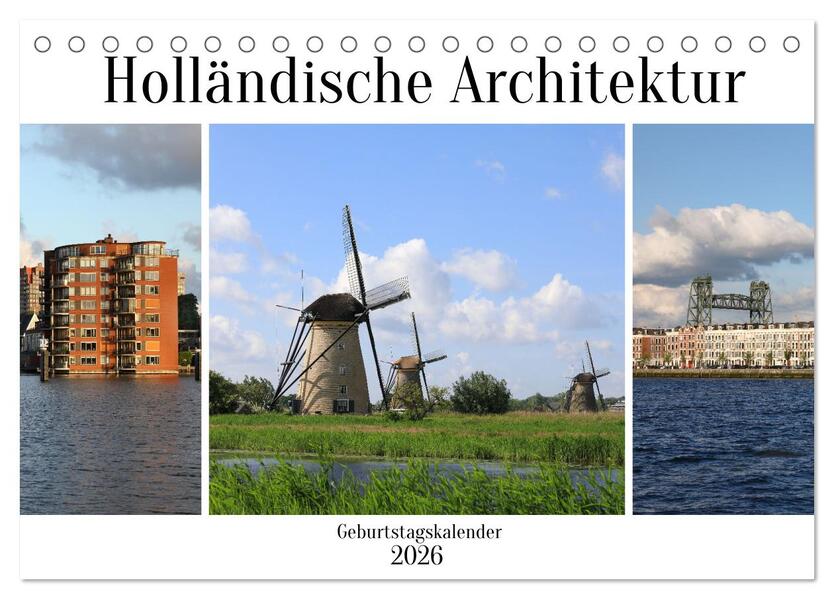 Holländische Architektur Geburtstagskalender (Tischkalender 2026 DIN A5 quer) CALVENDO Monatskalender