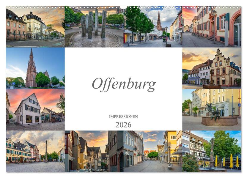 Offenburg Impressionen (Wandkalender 2026 DIN A2 quer) CALVENDO Monatskalender