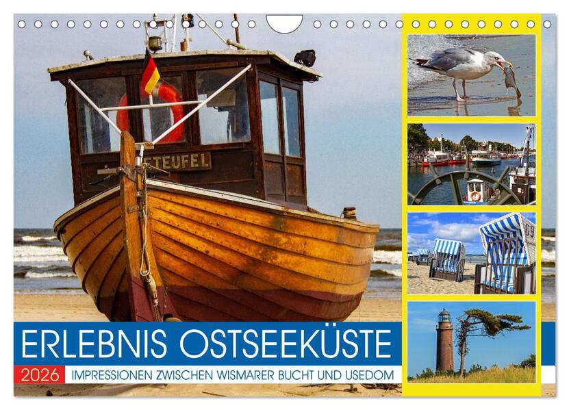 Erlebnis Ostseeküste - zwischen Wismarer Bucht und Usedom (Wandkalender 2026 DIN A4 quer) CALVENDO Monatskalender