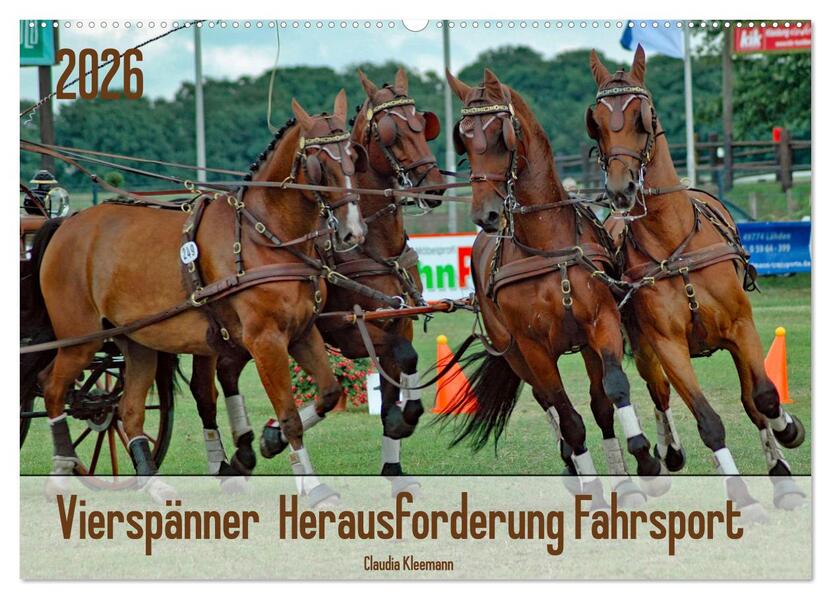 Vierspänner Herausforderung Fahrsport (Wandkalender 2026 DIN A2 quer) CALVENDO Monatskalender
