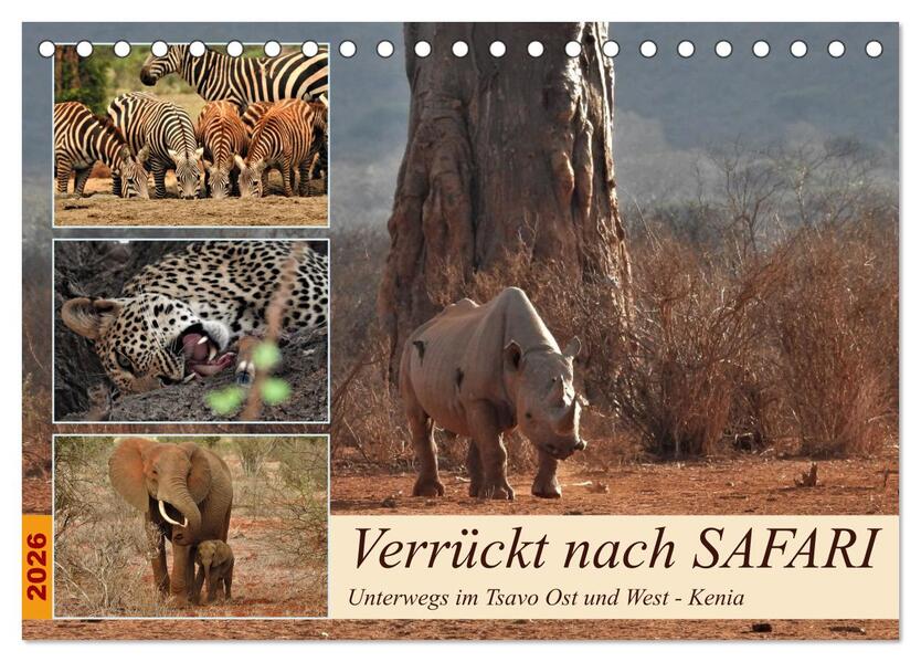 Verrückt nach SAFARI Unterwegs im Tsavo Ost und West Kenia (Tischkalender 2026 DIN A5 quer) CALVENDO Monatskalender