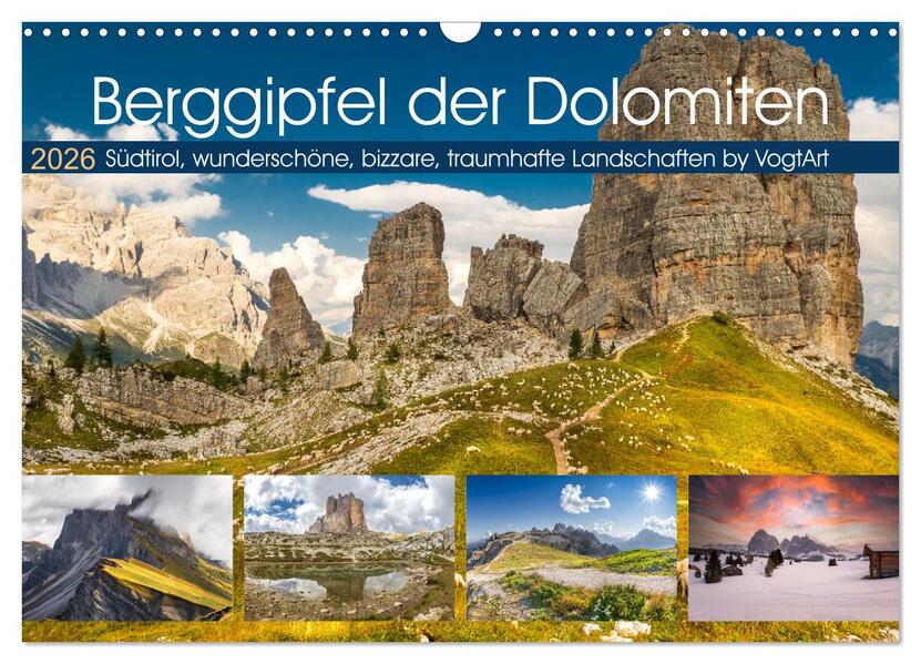 Berggipfel der Dolomiten (Wandkalender 2026 DIN A3 quer) CALVENDO Monatskalender