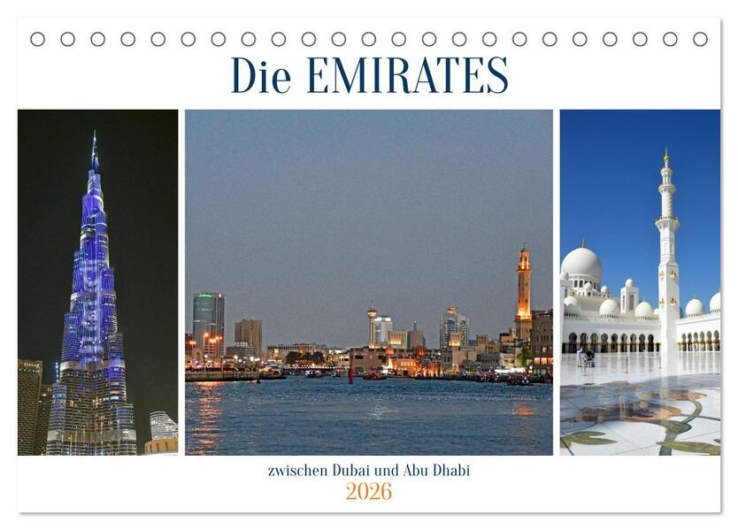 Die EMIRATES zwischen Dubai und Abu Dhabi (Tischkalender 2026 DIN A5 quer) CALVENDO Monatskalender