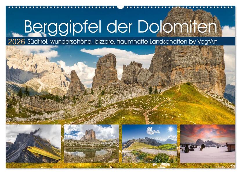 Berggipfel der Dolomiten (Wandkalender 2026 DIN A2 quer) CALVENDO Monatskalender