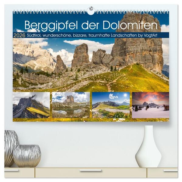 Berggipfel der Dolomiten (hochwertiger Premium Wandkalender 2026 DIN A2 quer) Kunstdruck in Hochglanz