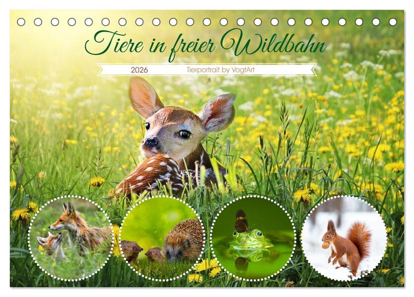 Tiere in freier Wildbahn by VogtArt (Tischkalender 2026 DIN A5 quer) CALVENDO Monatskalender