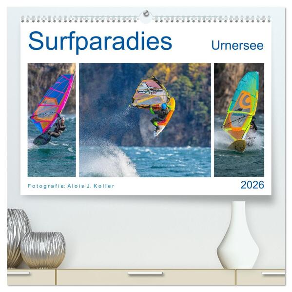Surfparadies Urnersee (hochwertiger Premium Wandkalender 2026 DIN A2 quer) Kunstdruck in Hochglanz