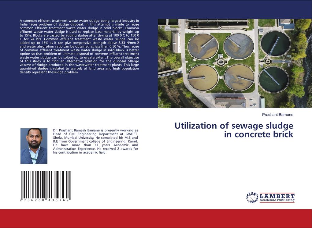 Utilization of sewage sludge in concrete brick