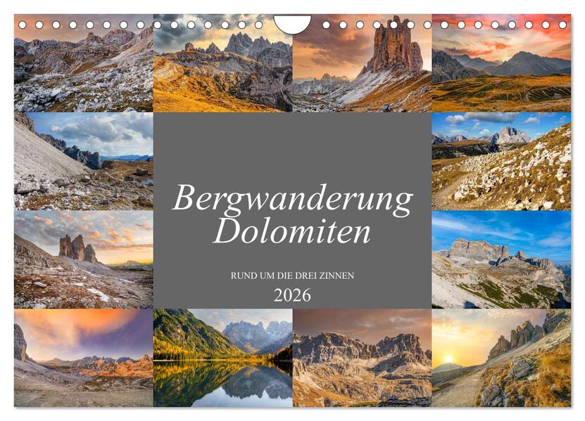 Bergwanderung Dolomiten rund um die Drei Zinnen (Wandkalender 2026 DIN A4 quer) CALVENDO Monatskalender