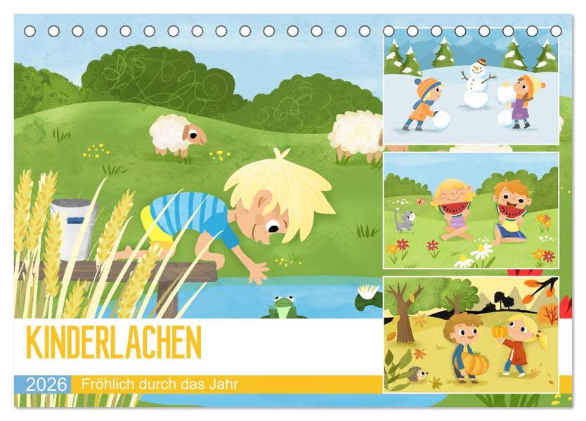 KINDERLACHEN - Fröhlich durch das Jahr - Ein Kinderkalender (Tischkalender 2026 DIN A5 quer) CALVENDO Monatskalender