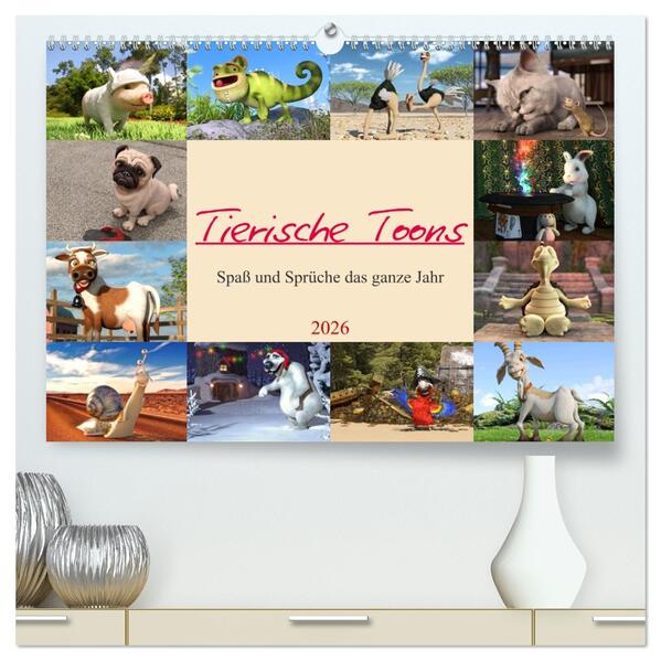 Tierische Toons (hochwertiger Premium Wandkalender 2026 DIN A2 quer) Kunstdruck in Hochglanz