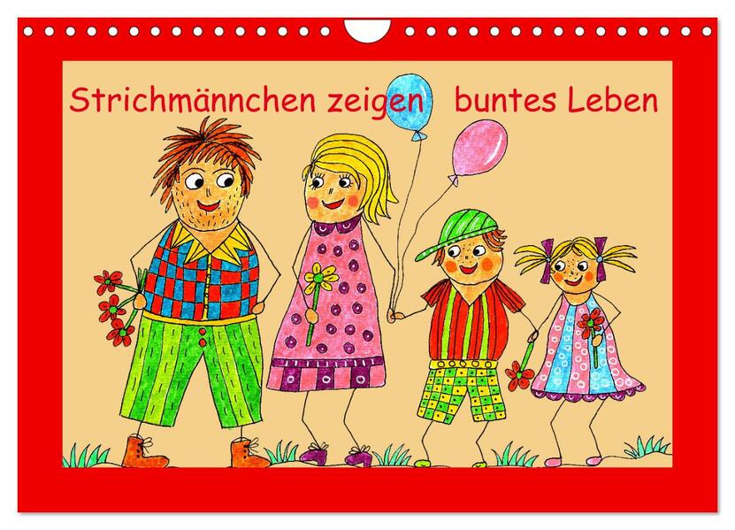 Strichmännchen zeigen buntes Leben (Wandkalender 2026 DIN A4 quer) CALVENDO Monatskalender