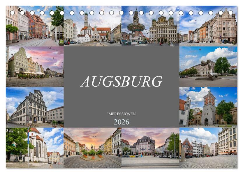 Augsburg Impressionen (Tischkalender 2026 DIN A5 quer) CALVENDO Monatskalender