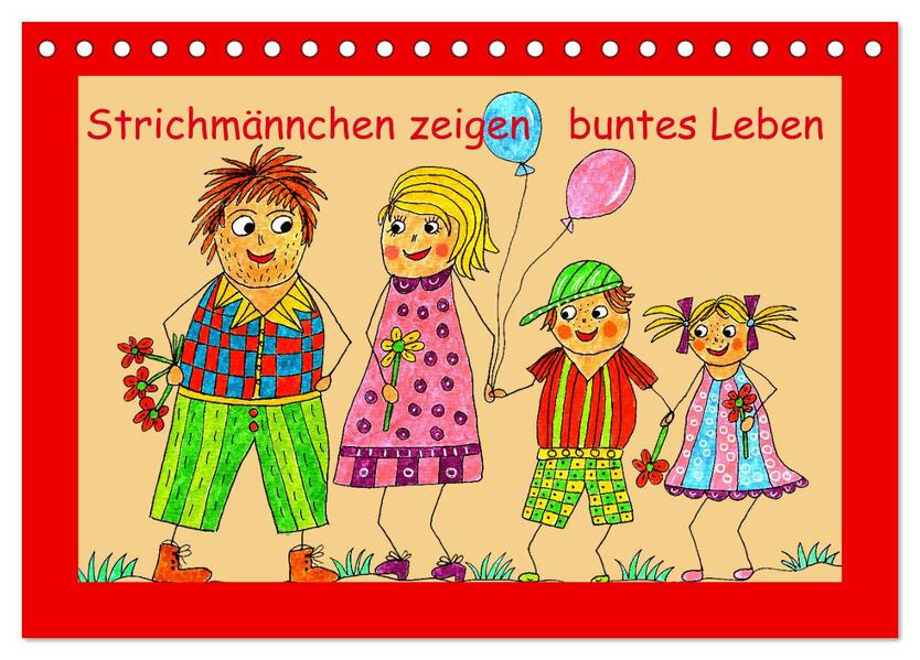 Strichmännchen zeigen buntes Leben (Tischkalender 2026 DIN A5 quer) CALVENDO Monatskalender