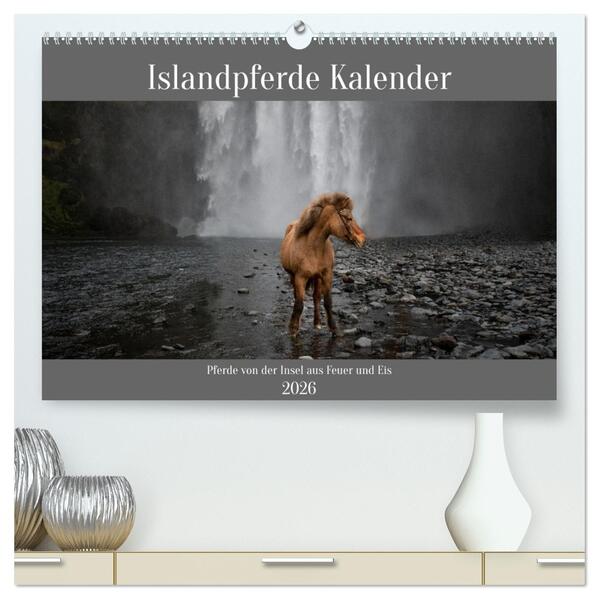 Islandpferde Kalender - Pferde von der Insel aus Feuer und Eis (hochwertiger Premium Wandkalender 2026 DIN A2 quer) Kunstdruck in Hochglanz