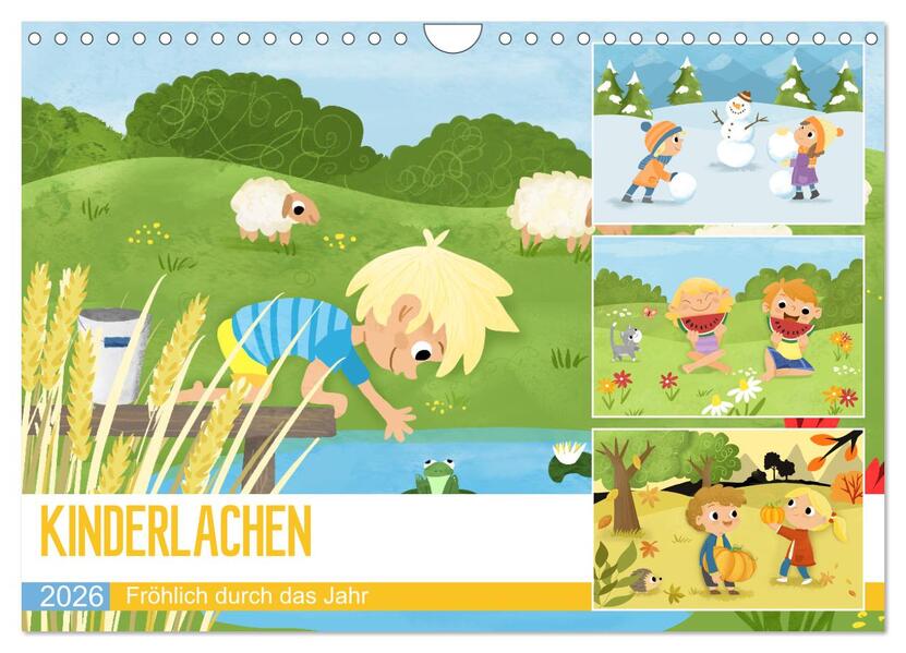 KINDERLACHEN - Fröhlich durch das Jahr - Ein Kinderkalender (Wandkalender 2026 DIN A4 quer) CALVENDO Monatskalender