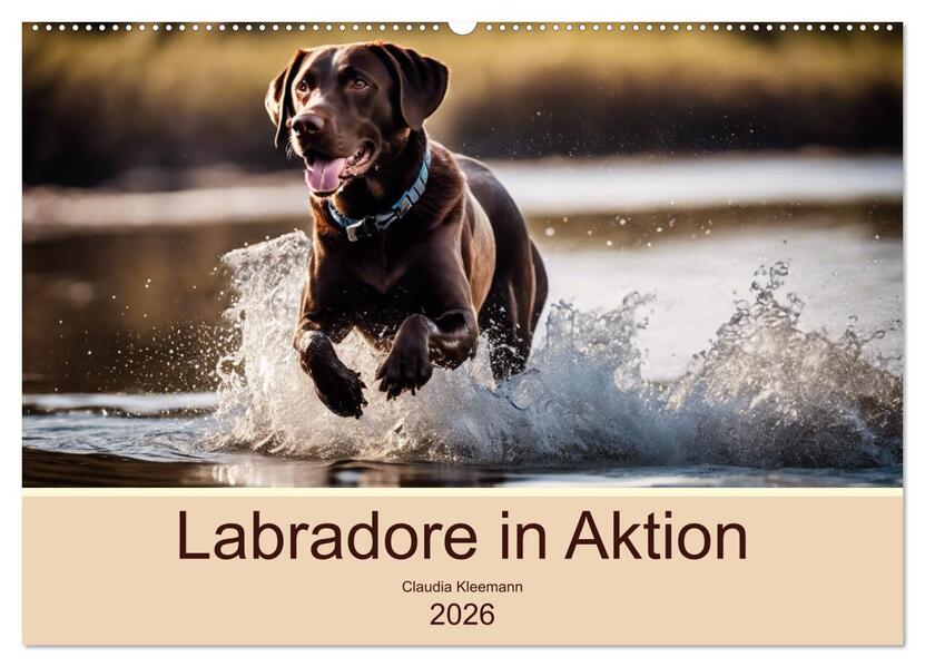 Labradore in Aktion (Wandkalender 2026 DIN A2 quer) CALVENDO Monatskalender