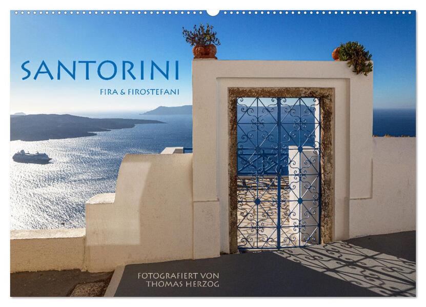 Santorini Fira & Firostefani (Wandkalender 2026 DIN A2 quer) CALVENDO Monatskalender