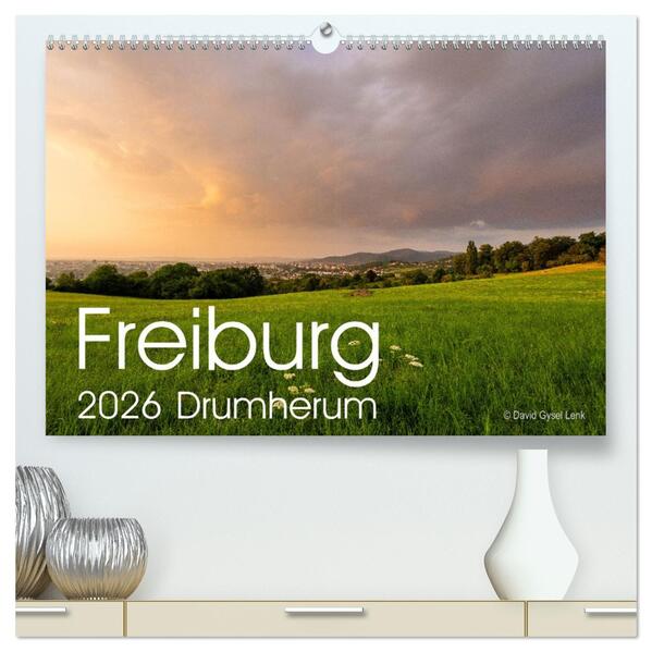 Freiburg Drumherum (hochwertiger Premium Wandkalender 2026 DIN A2 quer) Kunstdruck in Hochglanz