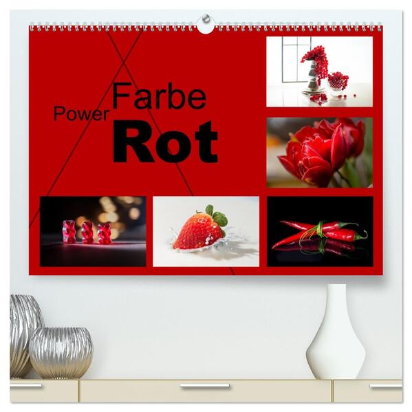 Powerfarbe Rot (hochwertiger Premium Wandkalender 2026 DIN A2 quer) Kunstdruck in Hochglanz