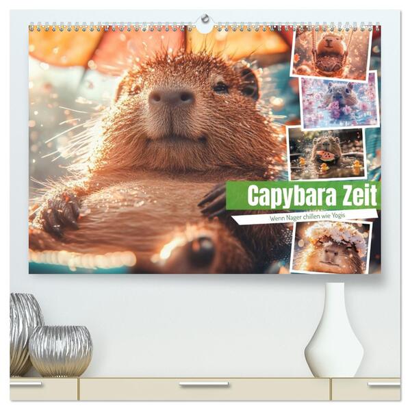 Capybara Zeit (hochwertiger Premium Wandkalender 2026 DIN A2 quer) Kunstdruck in Hochglanz