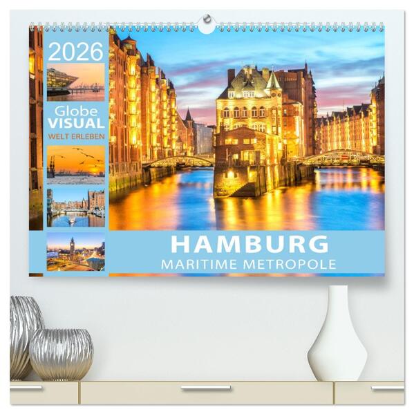 HAMBURG - Maritime Metropole (hochwertiger Premium Wandkalender 2026 DIN A2 quer) Kunstdruck in Hochglanz