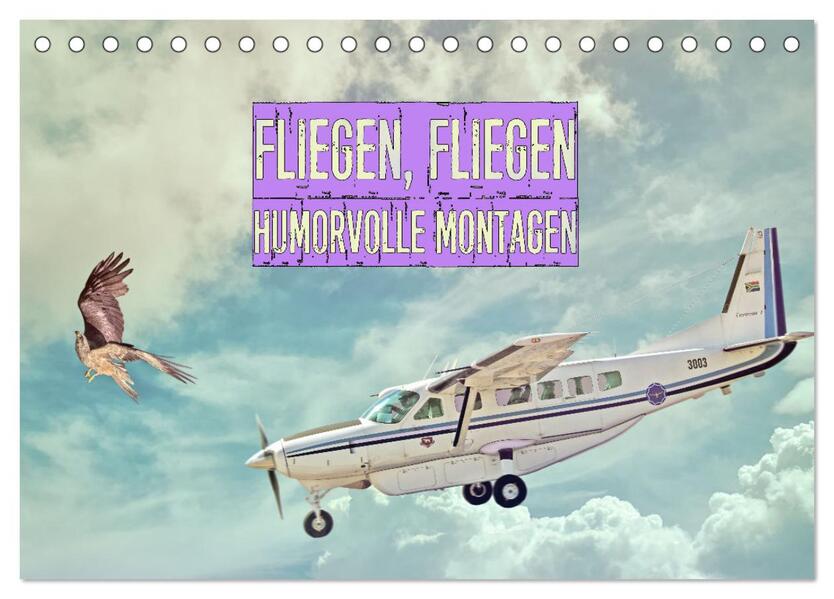 Fliegen Fliegen - humorvolle Montagen (Tischkalender 2026 DIN A5 quer) CALVENDO Monatskalender