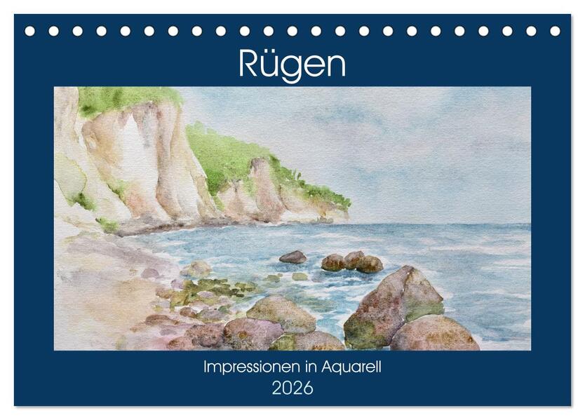 Rügen Impressionen in Aquarell (Tischkalender 2026 DIN A5 quer) CALVENDO Monatskalender