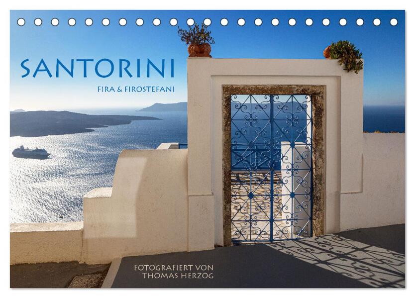 Santorini Fira & Firostefani (Tischkalender 2026 DIN A5 quer) CALVENDO Monatskalender
