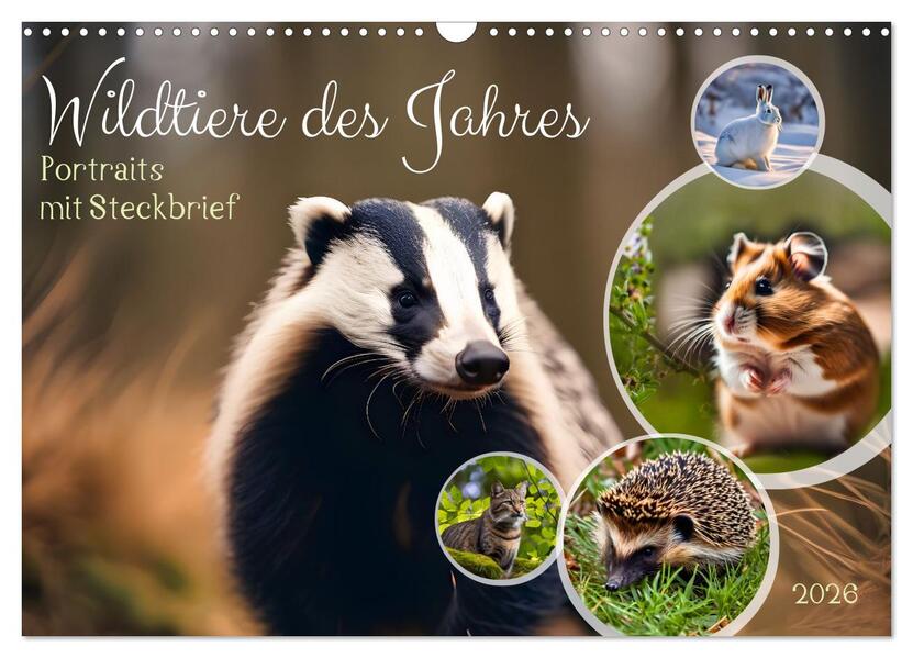 Wildtiere des Jahres (Wandkalender 2026 DIN A3 quer) CALVENDO Monatskalender