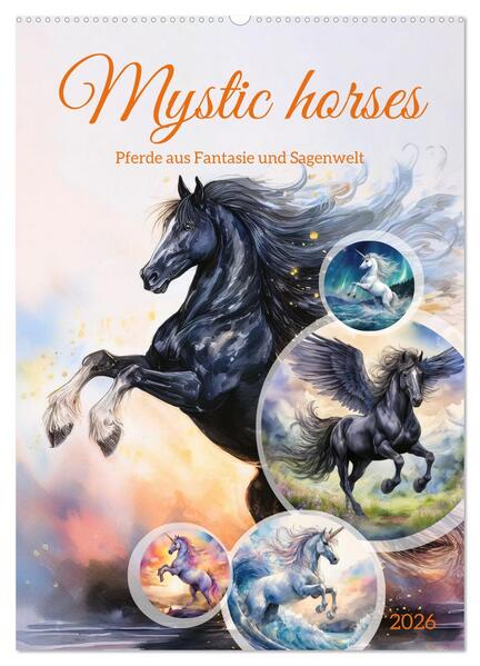 Mystic horses - Pferde aus Fantasie und Sagenwelt (Wandkalender 2026 DIN A2 hoch) CALVENDO Monatskalender