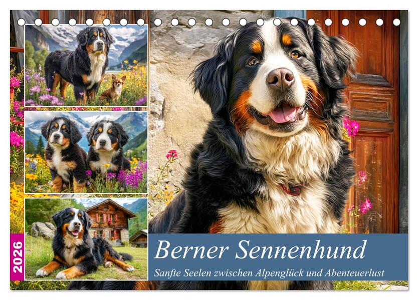 Berner Sennenhund. Sanfte Seelen zwischen Alpenglück und Abenteuerlust (Tischkalender 2026 DIN A5 quer) CALVENDO Monatskalender