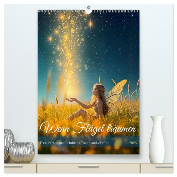 Wenn Flügel träumen - Feen Farben und Gefühle in Traumlandschaften (hochwertiger Premium Wandkalender 2026 DIN A2 hoch) Kunstdruck in Hochglanz