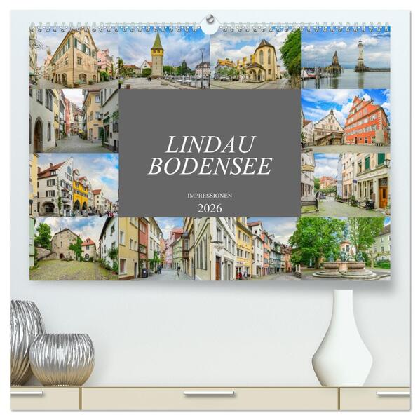 Lindau Bodensee Impressionen (hochwertiger Premium Wandkalender 2026 DIN A2 quer) Kunstdruck in Hochglanz