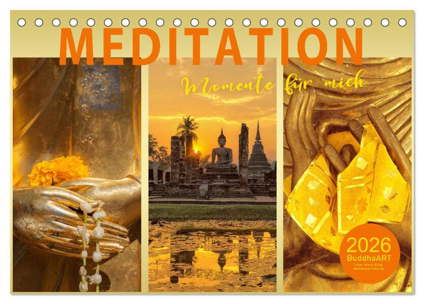 MEDITATION Momente für mich (Tischkalender 2026 DIN A5 quer) CALVENDO Monatskalender