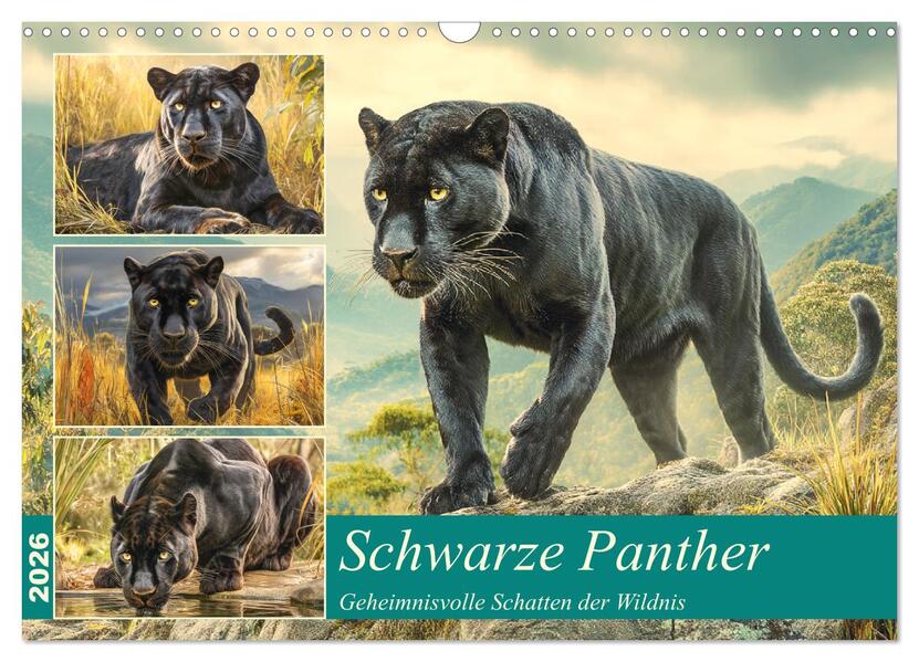 Schwarze Panther. Geheimnisvolle Schatten der Wildnis (Wandkalender 2026 DIN A3 quer) CALVENDO Monatskalender