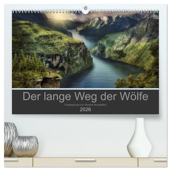 Der lange Weg der Wölfe (hochwertiger Premium Wandkalender 2026 DIN A2 quer) Kunstdruck in Hochglanz