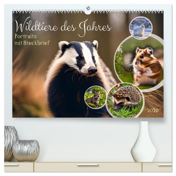 Wildtiere des Jahres (hochwertiger Premium Wandkalender 2026 DIN A2 quer) Kunstdruck in Hochglanz
