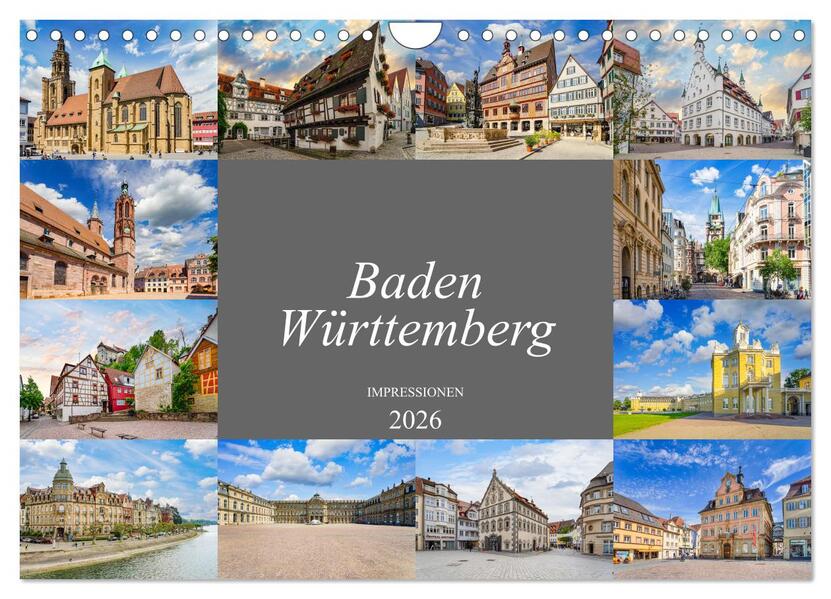 Baden-Württemberg Stadtansichten (Wandkalender 2026 DIN A4 quer) CALVENDO Monatskalender