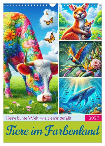 Tiere im Farbenland - Meine bunte Welt wie sie mir gefällt (Wandkalender 2026 DIN A3 hoch) CALVENDO Monatskalender